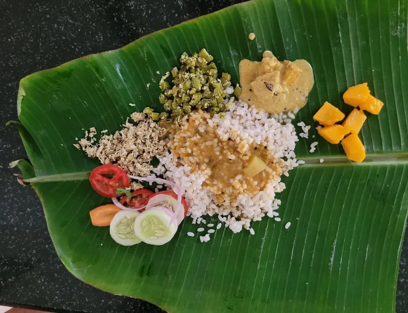 Breakfast on a banana leaf